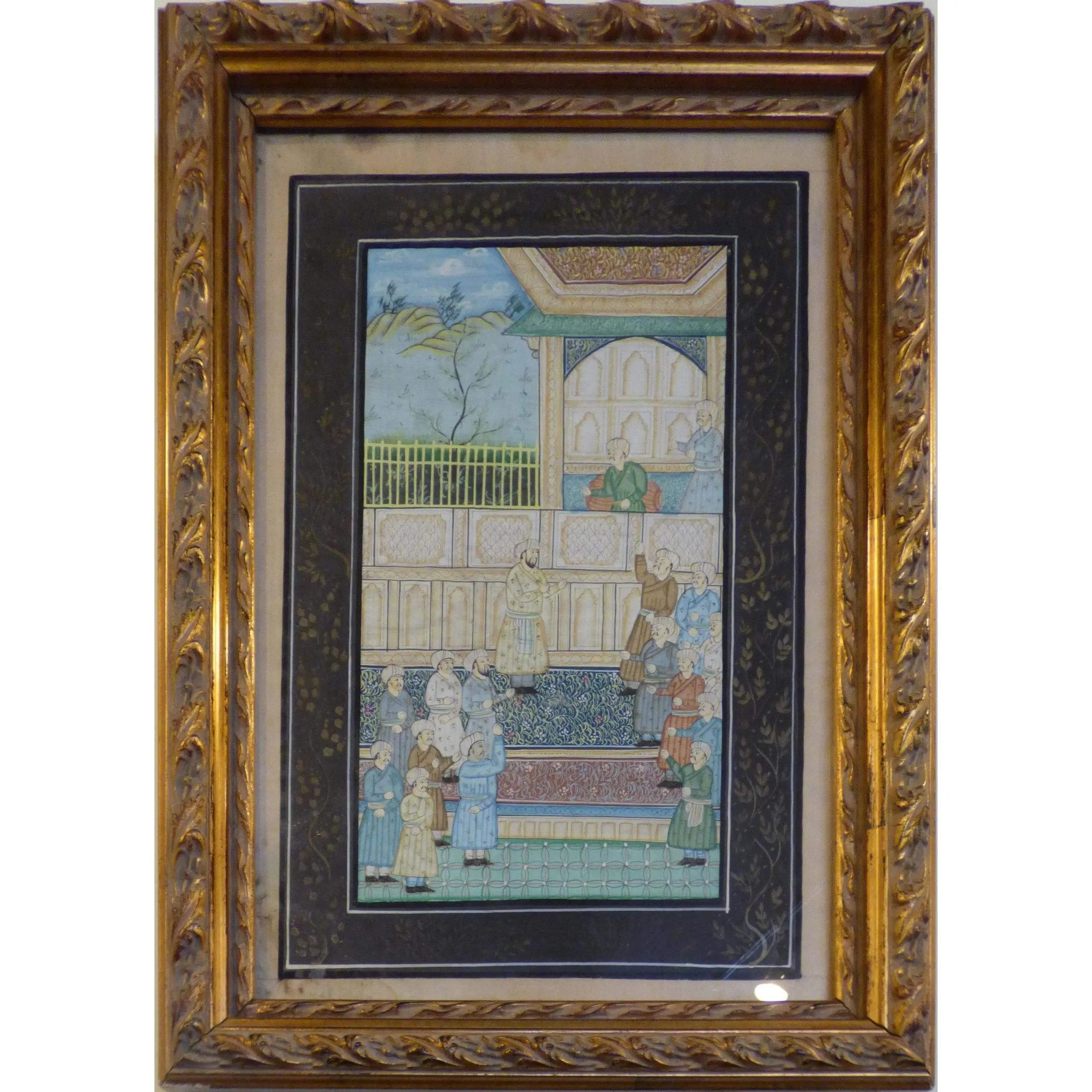 One Of The Kind High-Quality Traditional Fine Art Of Indian Painting On Silk 16" X 21" Abcp-16